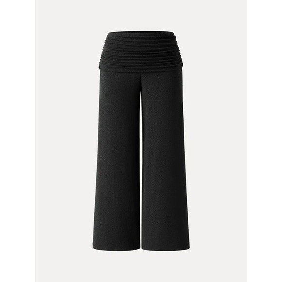 OGL Pants - OGL Non-Itchy Wool Blend Drapey Wide Leg Pull-On Pants Pockets Black S Small New